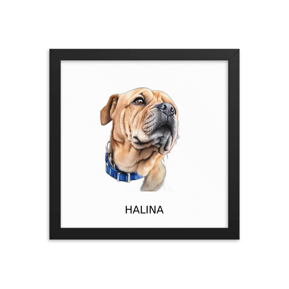 PugMug Custom Halina Framed Print with Your Pet’s Name