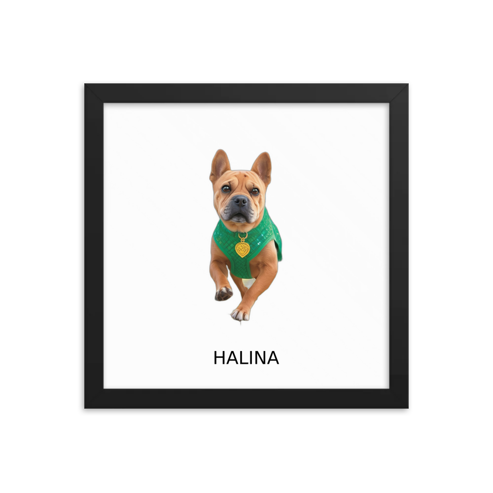 PugMug Custom Halina Framed Print with Your Pet’s Name