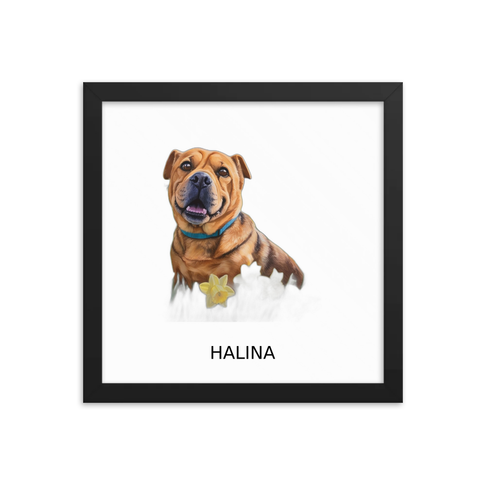 PugMug Custom Halina Framed Print with Your Pet’s Name