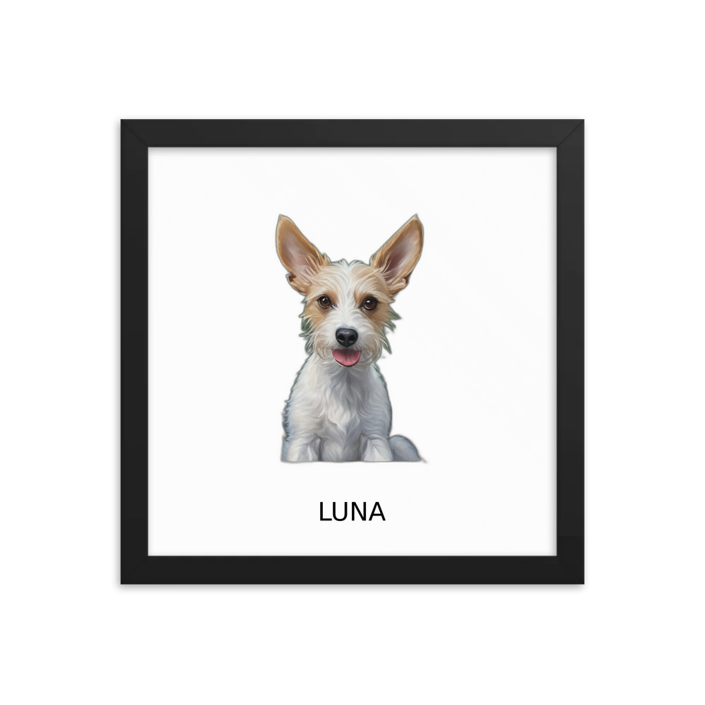 PugMug Custom Luna Framed Print with Your Pet’s Name