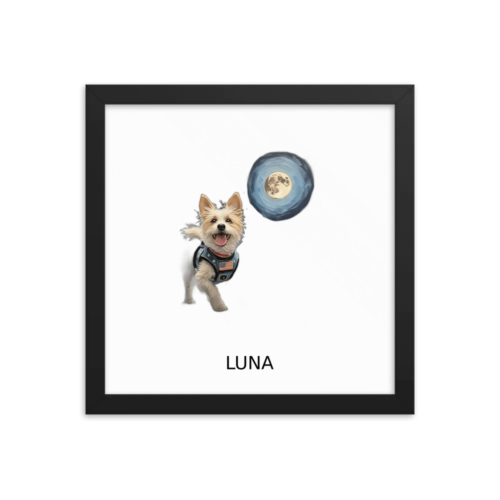 PugMug Custom Luna Framed Print with Your Pet’s Name