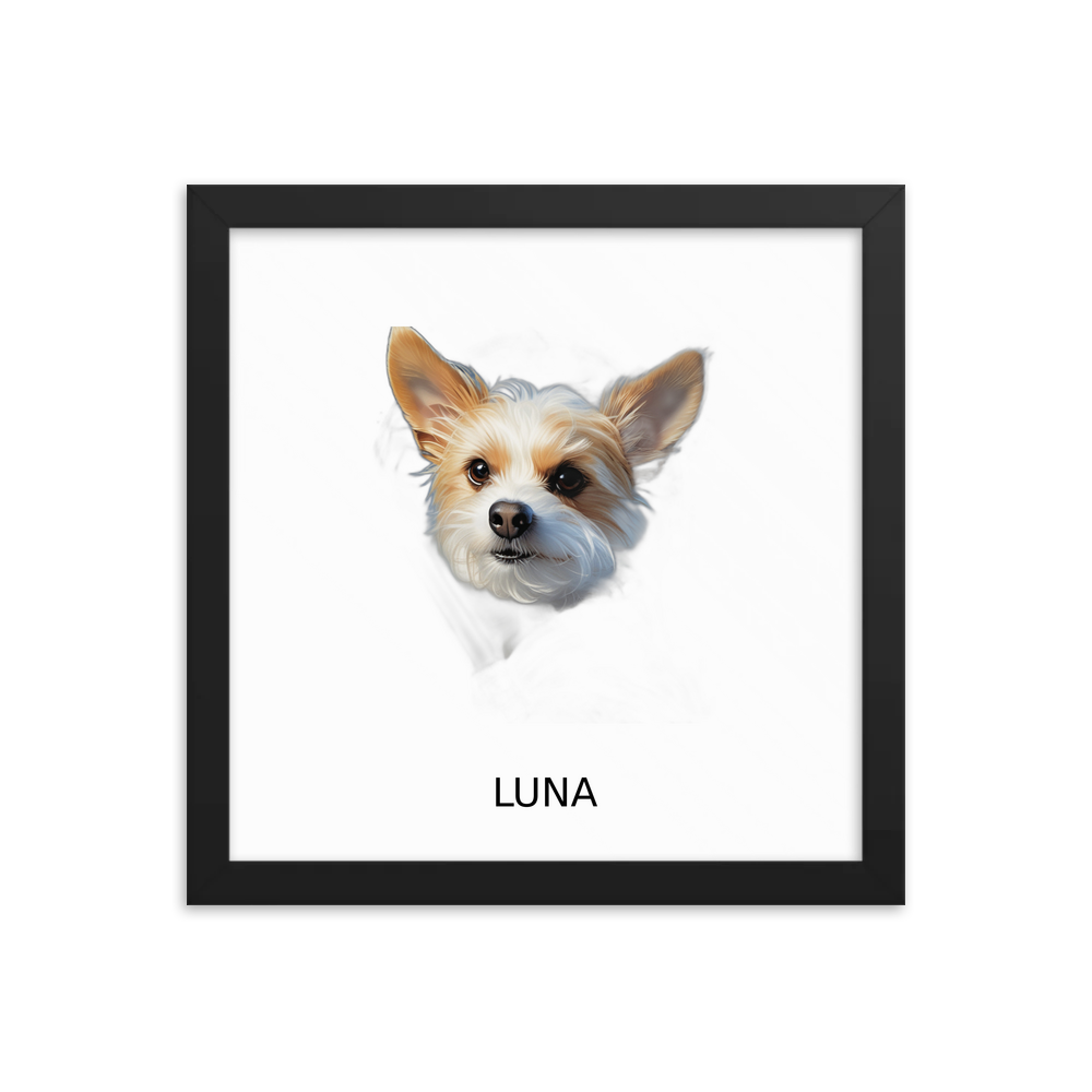 PugMug Custom Luna Framed Print with Your Pet’s Name