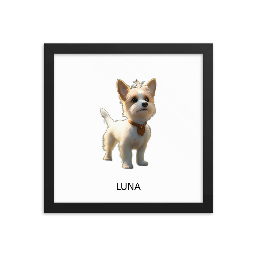 PugMug Custom Luna Framed Print with Your Pet’s Name