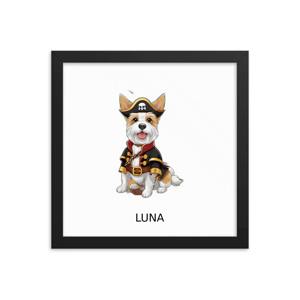 PugMug Custom Luna Framed Print with Your Pet’s Name