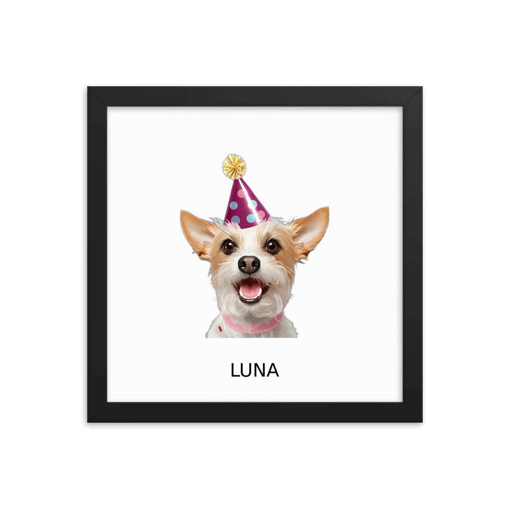PugMug Custom Luna Framed Print with Your Pet’s Name