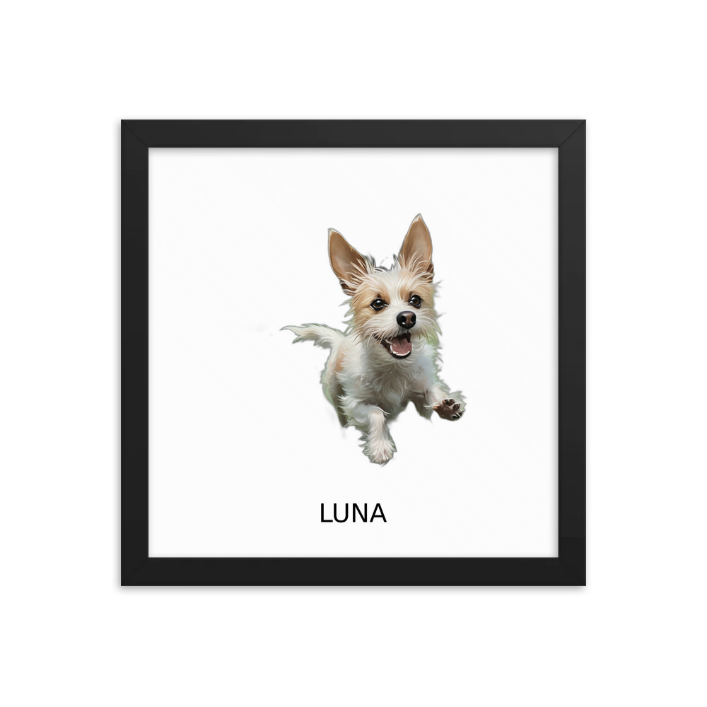 PugMug Custom Luna Framed Print with Your Pet’s Name