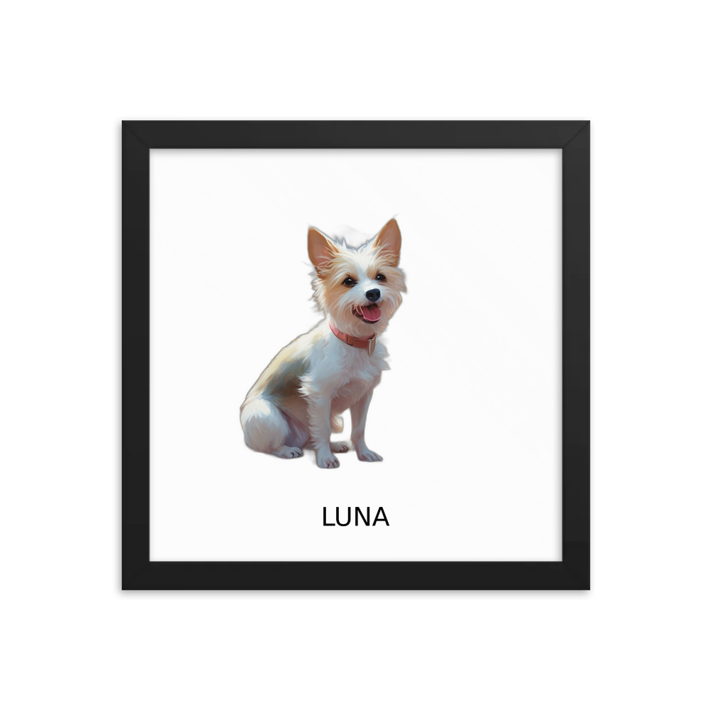 PugMug Custom Luna Framed Print with Your Pet’s Name