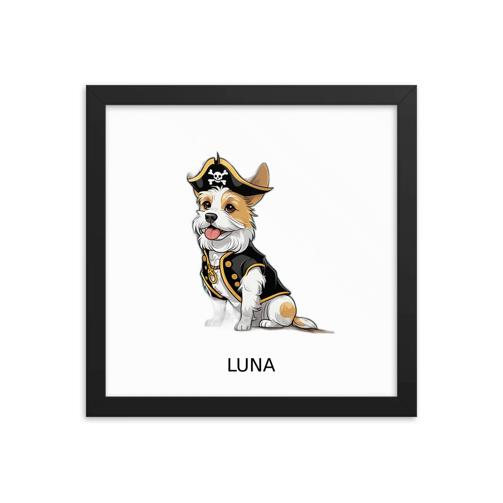 PugMug Custom Luna Framed Print with Your Pet’s Name