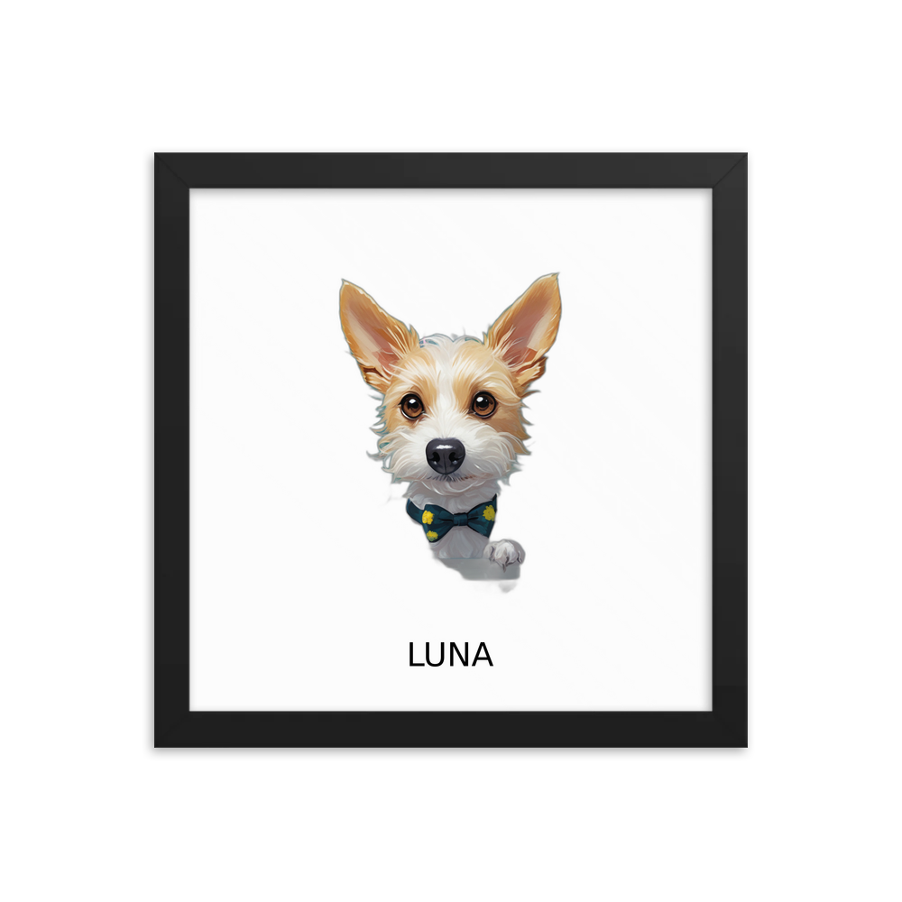 PugMug Custom Luna Framed Print with Your Pet’s Name