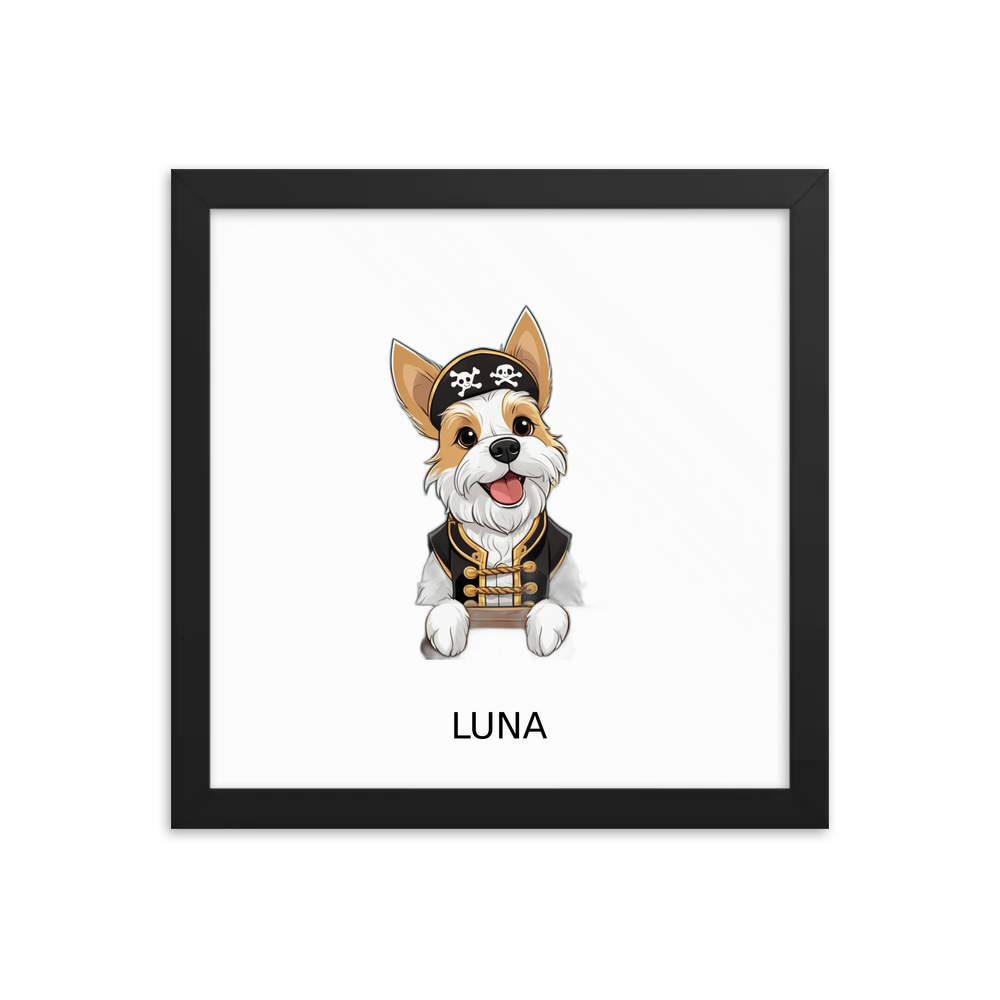 PugMug Custom Luna Framed Print with Your Pet’s Name