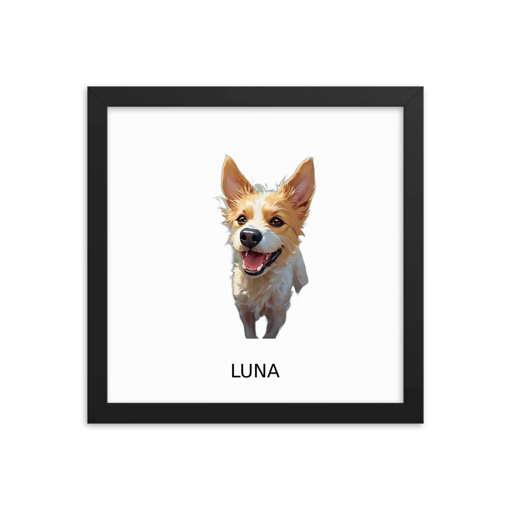 PugMug Custom Luna Framed Print with Your Pet’s Name