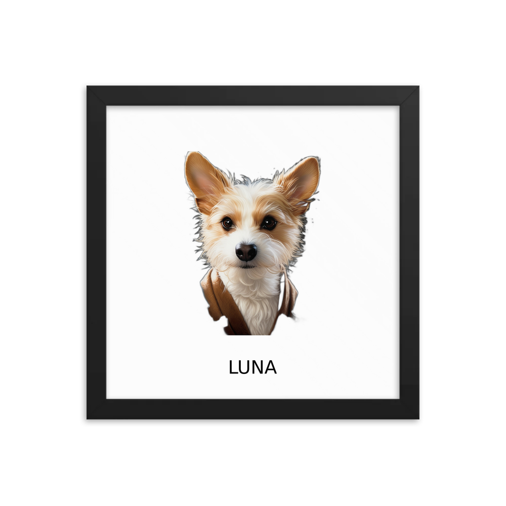 PugMug Custom Luna Framed Print with Your Pet’s Name