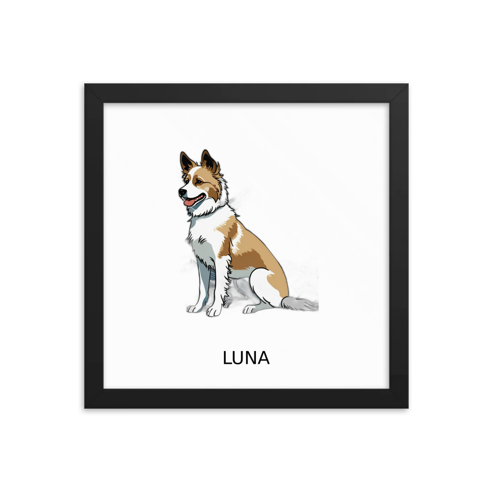 PugMug Custom Luna Framed Print with Your Pet’s Name