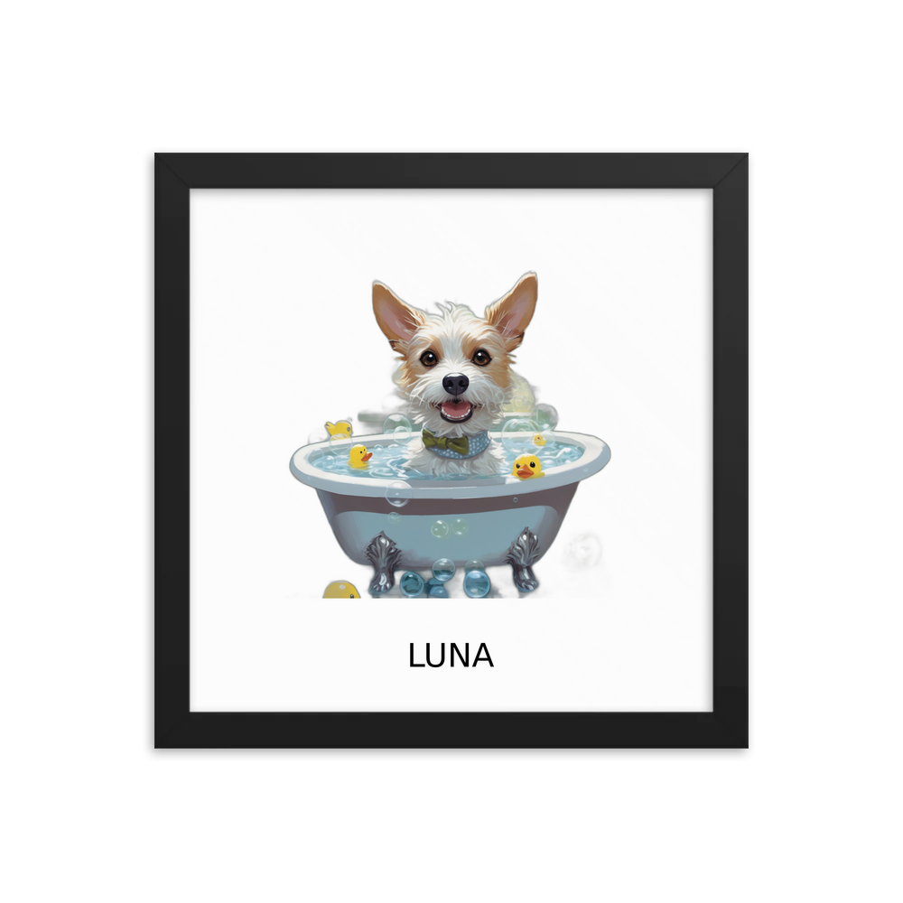 PugMug Custom Luna Framed Print with Your Pet’s Name