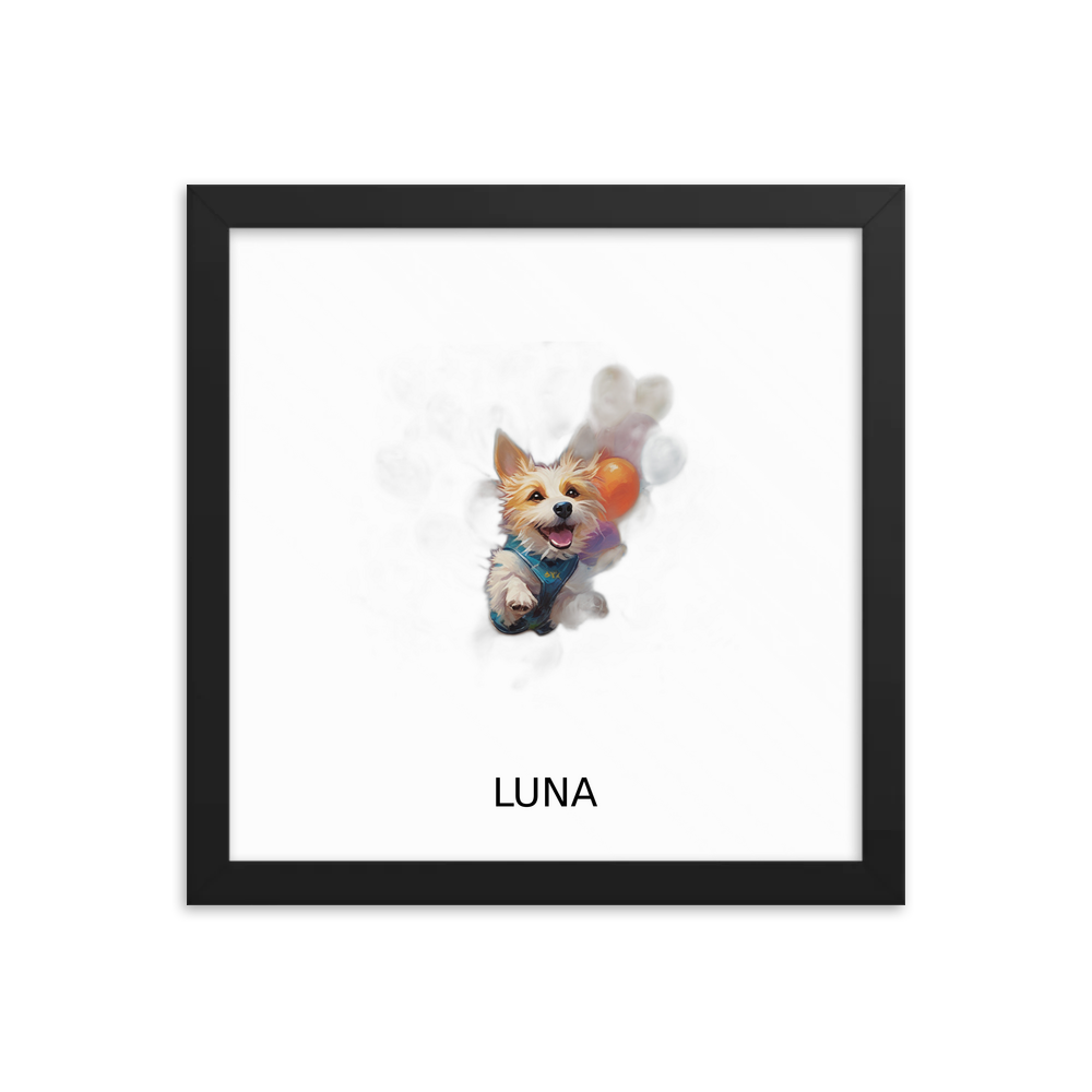 PugMug Custom Luna Framed Print with Your Pet’s Name