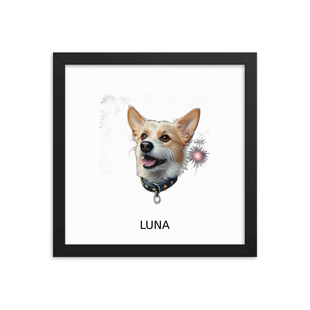 PugMug Custom Luna Framed Print with Your Pet’s Name