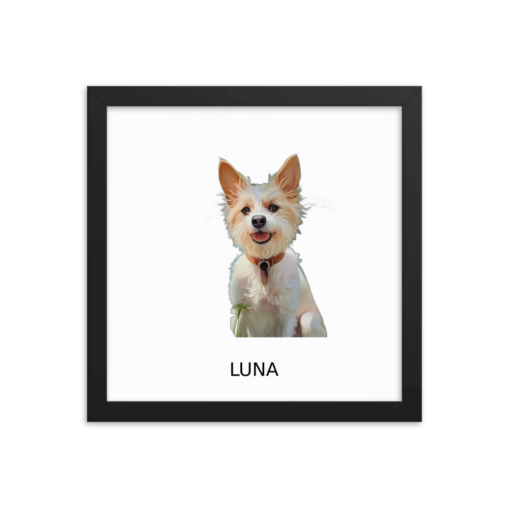 PugMug Custom Luna Framed Print with Your Pet’s Name