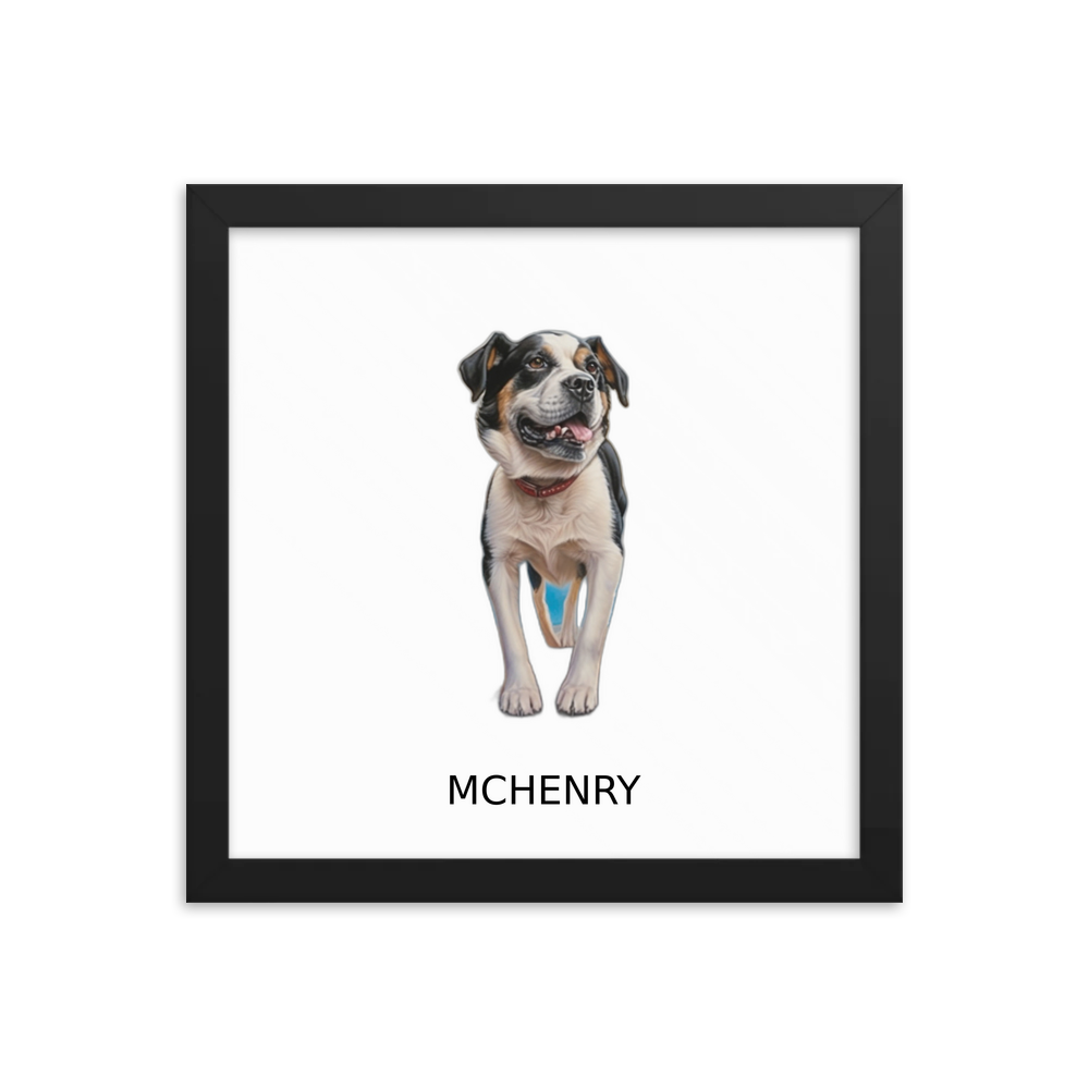 PugMug Custom McHenry Framed Print with Your Pet’s Name