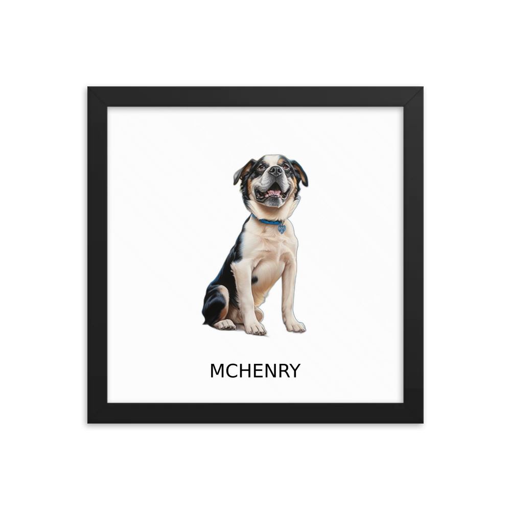 PugMug Custom McHenry Framed Print with Your Pet’s Name