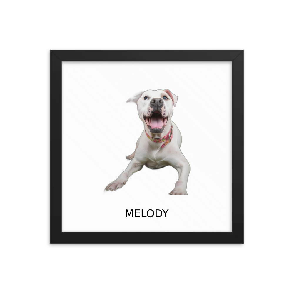 PugMug Custom Melody Framed Print with Your Pet’s Name