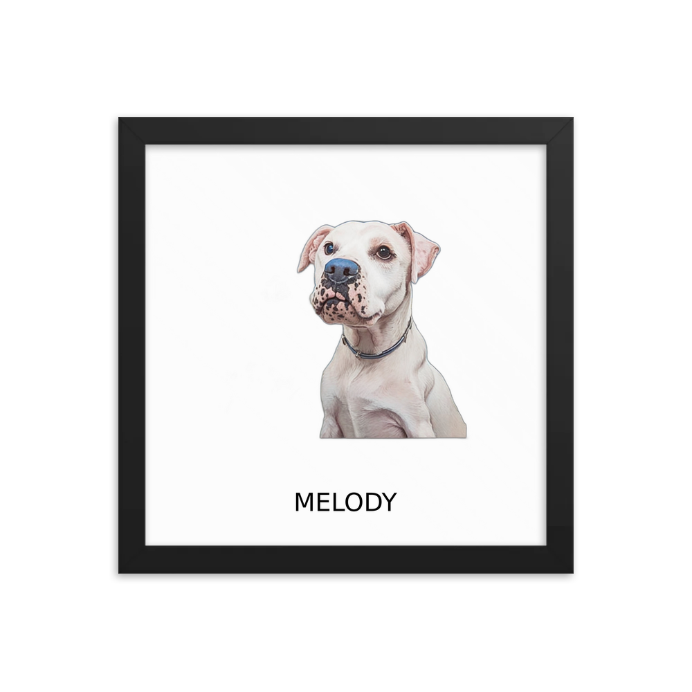 PugMug Custom Melody Framed Print with Your Pet’s Name