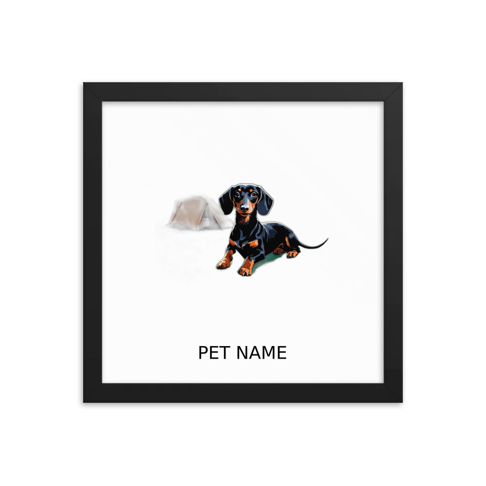 PugMug Custom Black Dachshund Framed Print with Your Pet’s Name