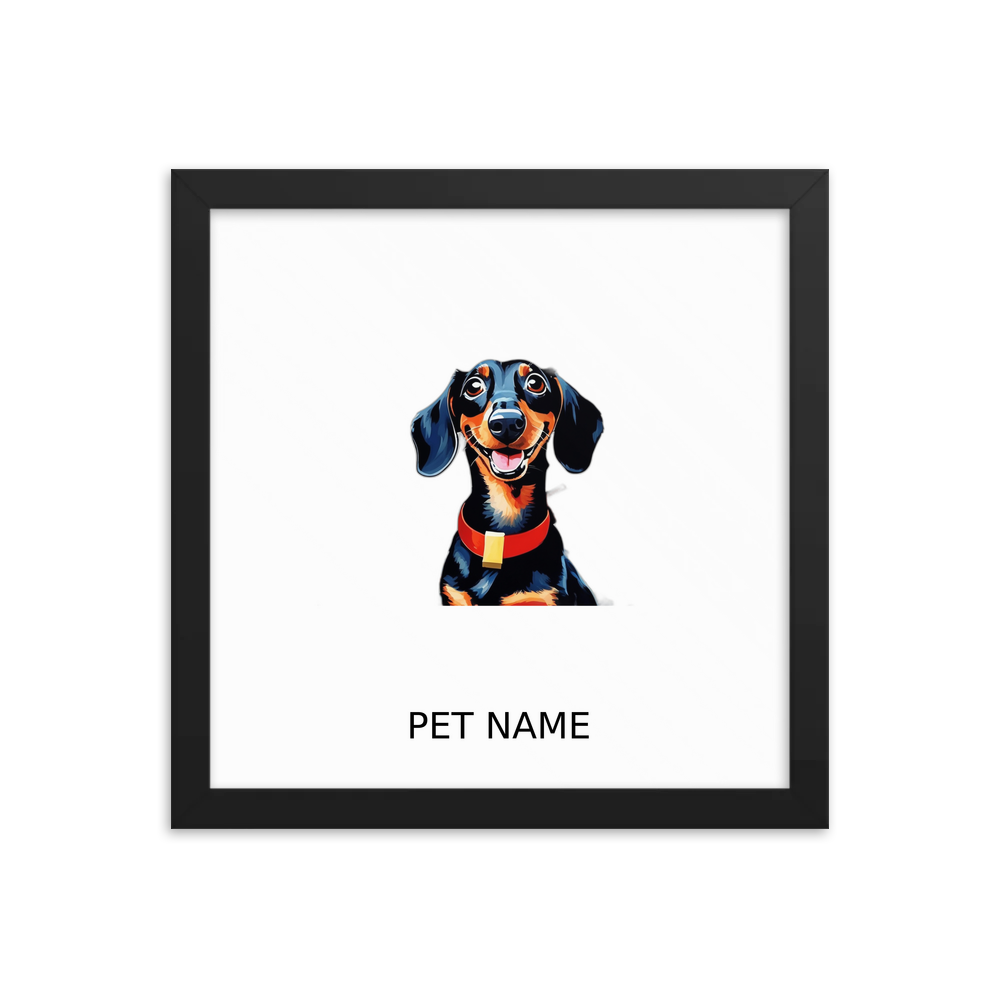 PugMug Custom Black Dachshund Framed Print with Your Pet’s Name