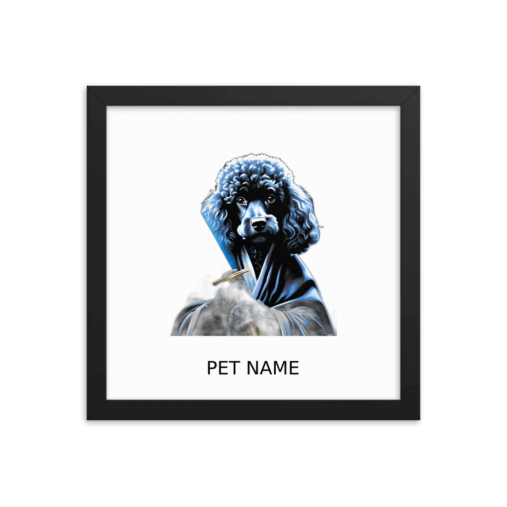 PugMug Custom Black Poodle Framed Print with Your Pet’s Name