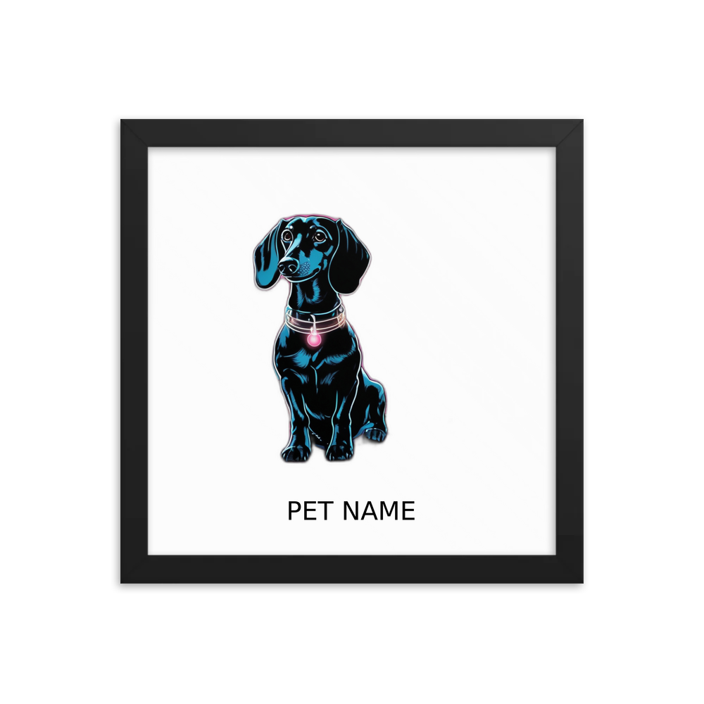 PugMug Custom Black Dachshund Framed Print with Your Pet’s Name