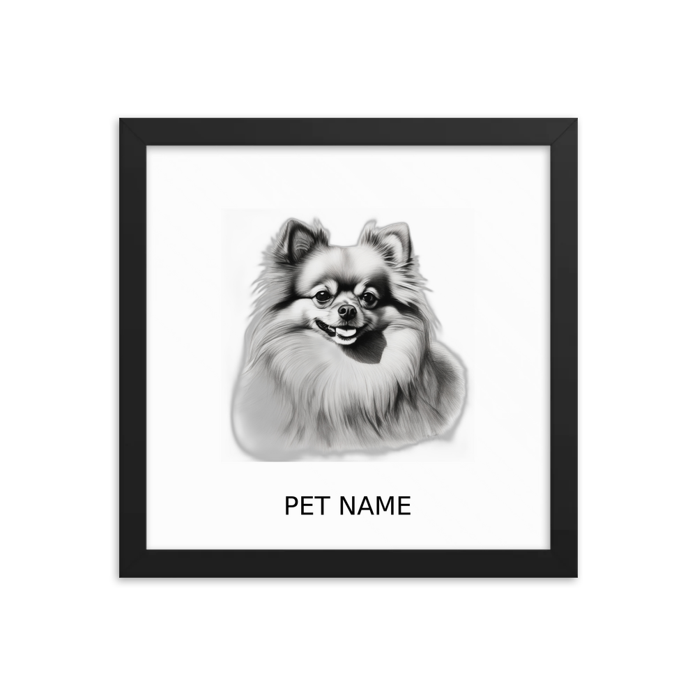 PugMug Custom Tan Pomeranian Framed Print with Your Pet’s Name