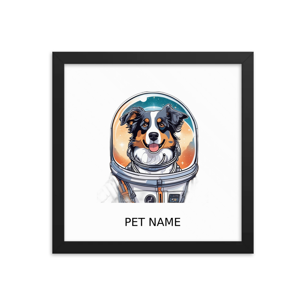 PugMug Custom Australian Shepherd Dog Framed Print with Your Pet’s Name