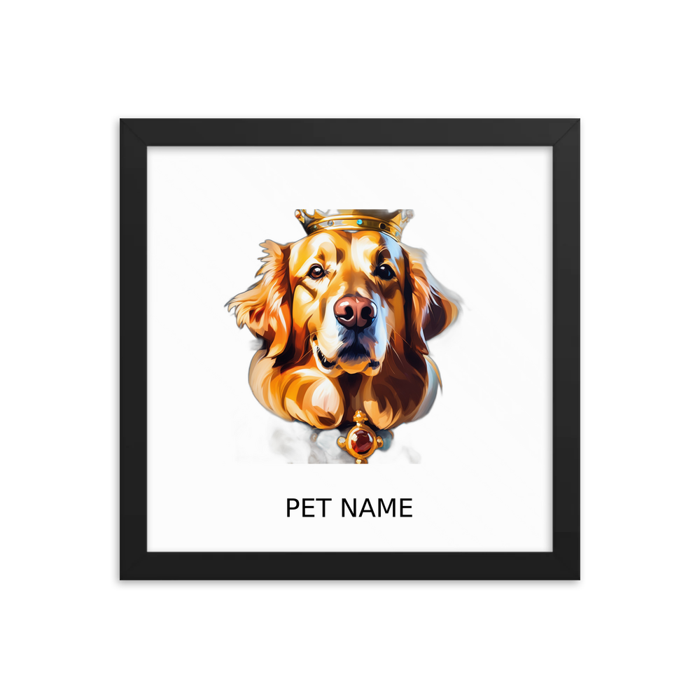 PugMug Custom Golden Retriever Framed Print with Your Pet’s Name