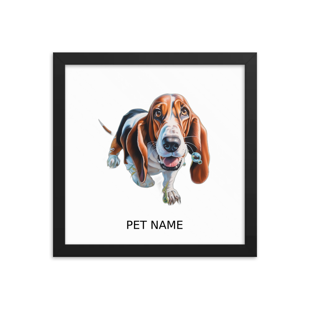 PugMug Custom Basset Hound Framed Print with Your Pet’s Name