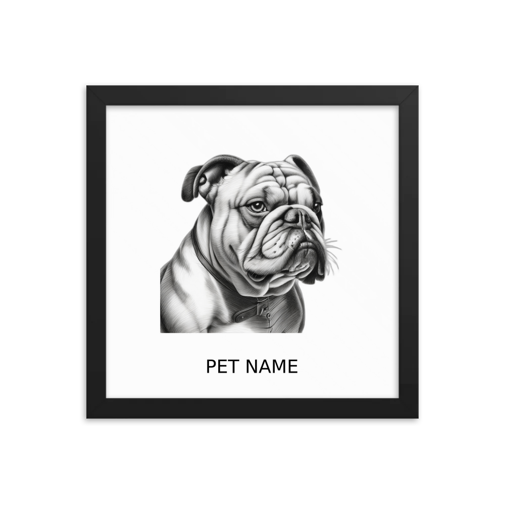 PugMug Custom Bulldog Framed Print with Your Pet’s Name