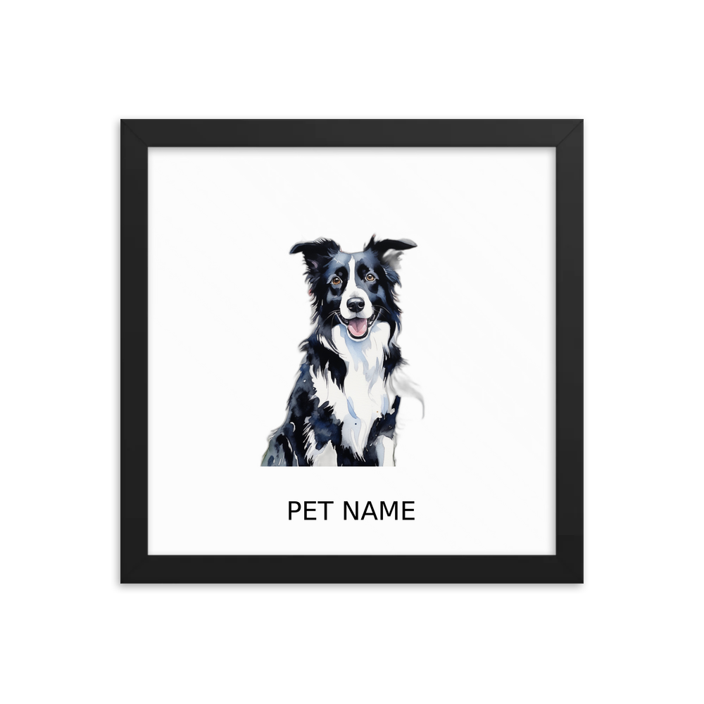 PugMug Custom Border Collie Framed Print with Your Pet’s Name