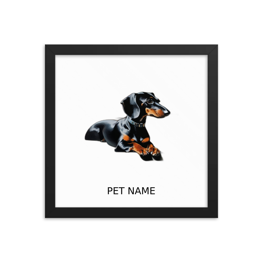 PugMug Custom Black Dachshund Framed Print with Your Pet’s Name