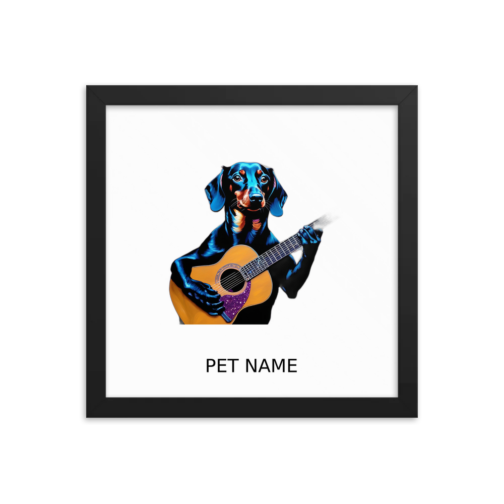 PugMug Custom Black Dachshund Framed Print with Your Pet’s Name