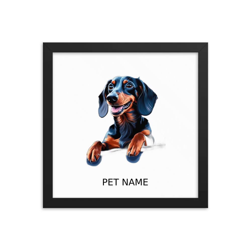PugMug Custom Black Dachshund Framed Print with Your Pet’s Name
