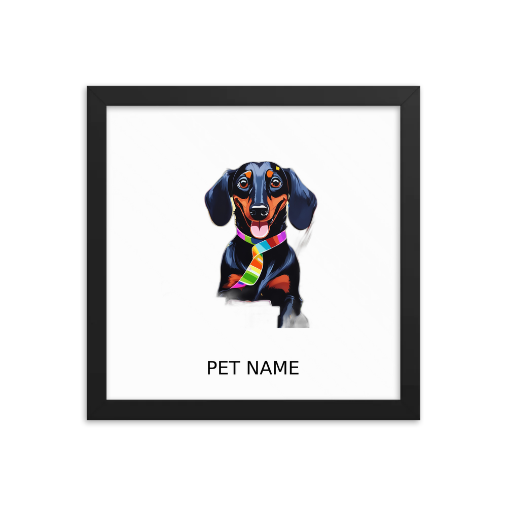 PugMug Custom Black Dachshund Framed Print with Your Pet’s Name