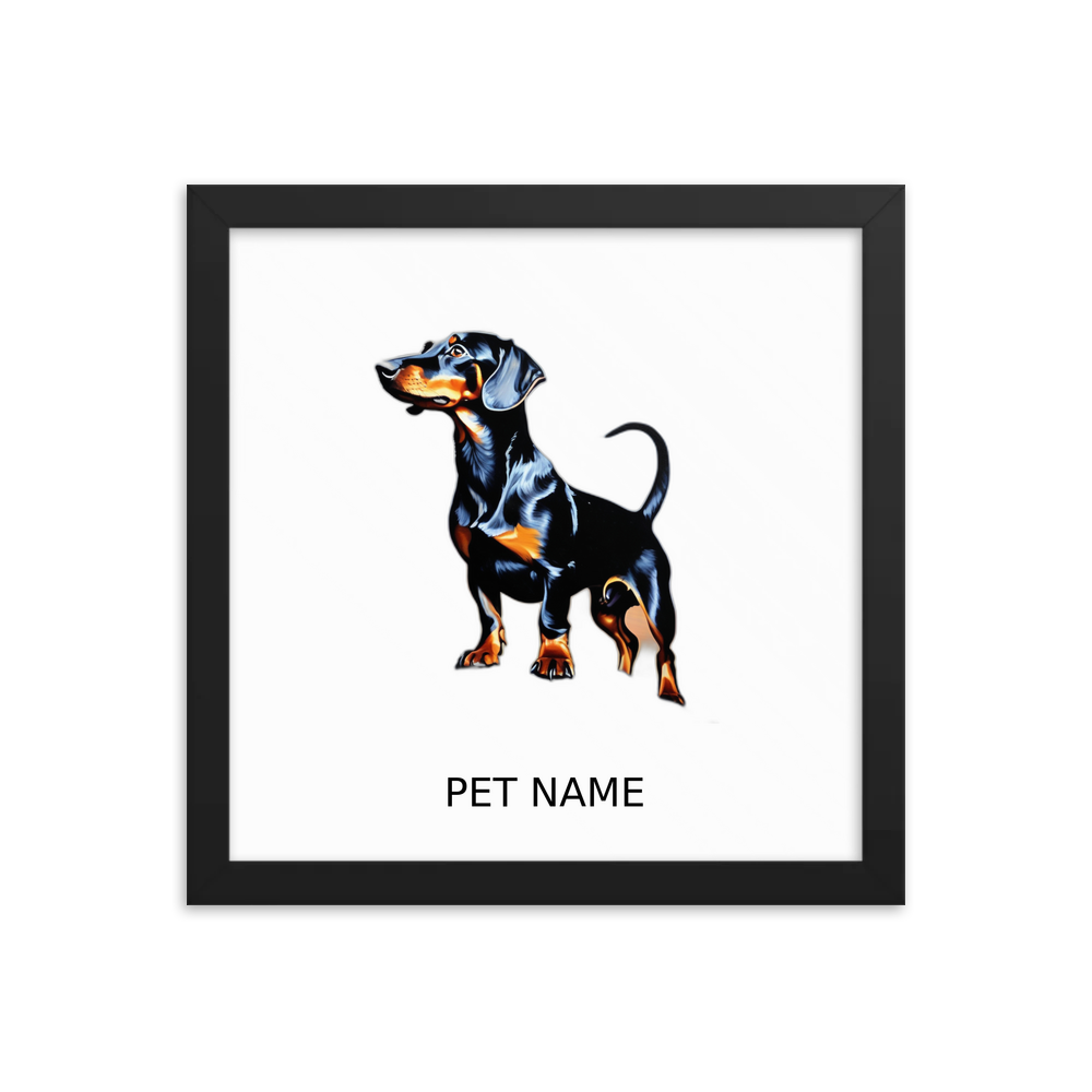 PugMug Custom Black Dachshund Framed Print with Your Pet’s Name