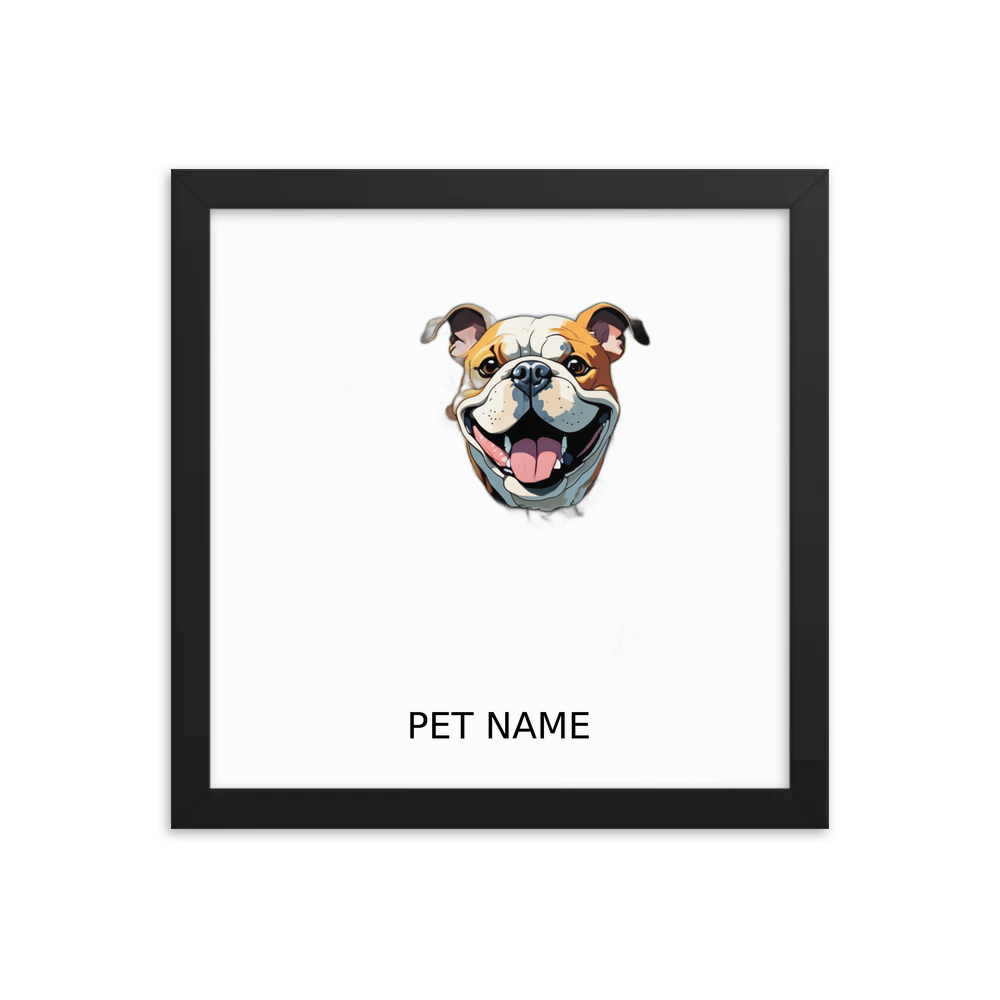 PugMug Custom Bulldog Framed Print with Your Pet’s Name