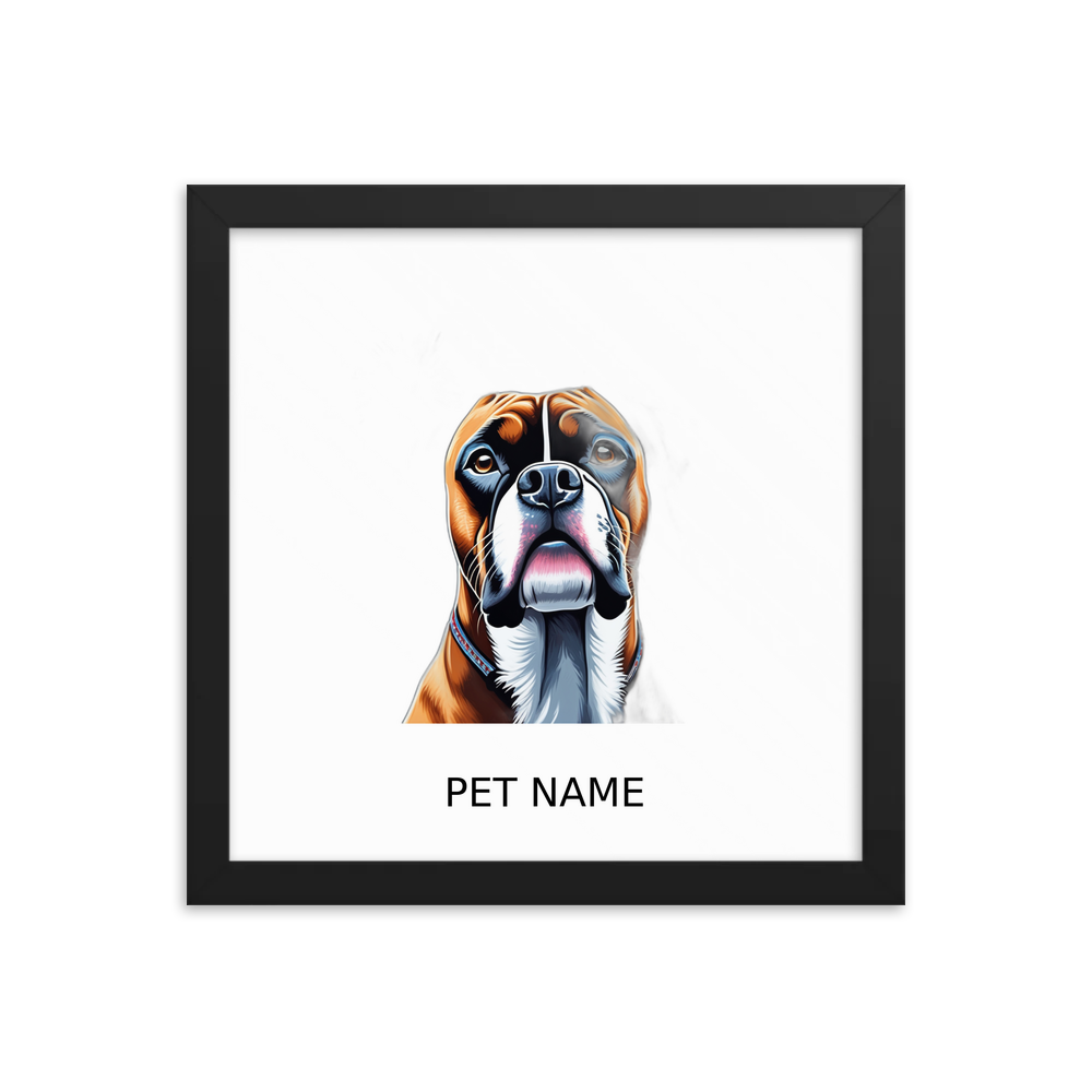 PugMug Custom Boxer Dog Framed Print with Your Pet’s Name