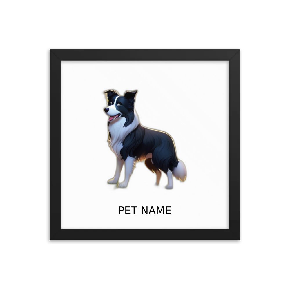 PugMug Custom Border Collie Framed Print with Your Pet’s Name
