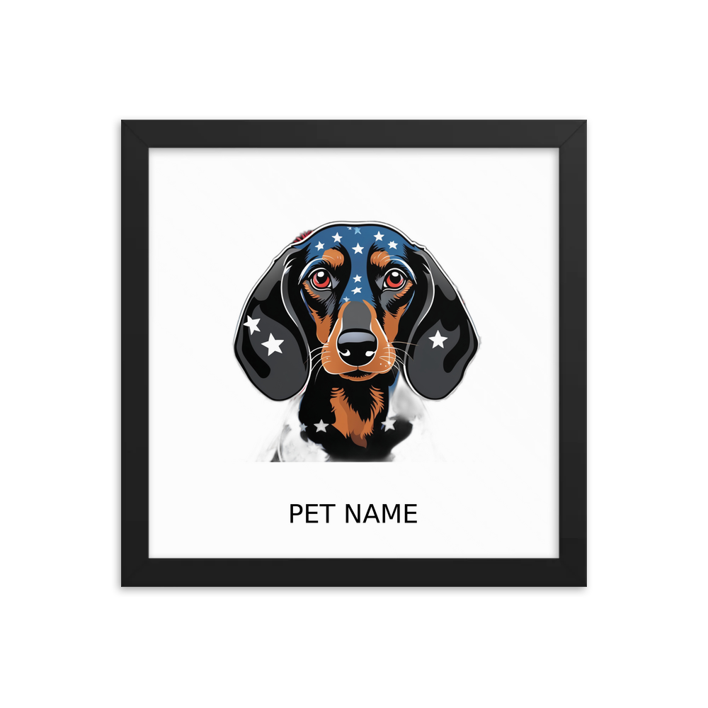 PugMug Custom Black Dachshund Framed Print with Your Pet’s Name