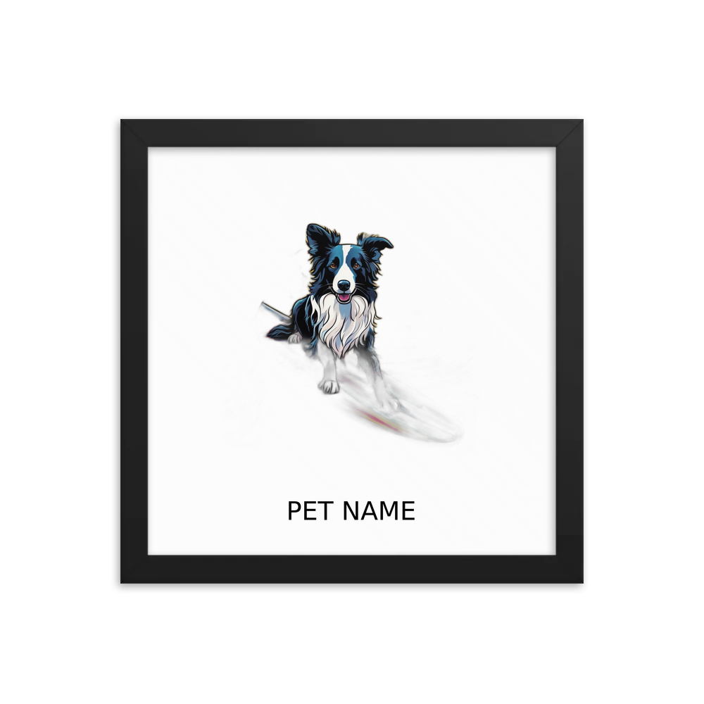 PugMug Custom Border Collie Framed Print with Your Pet’s Name