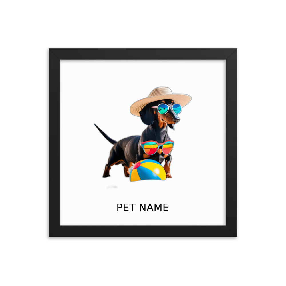 PugMug Custom Black Dachshund Framed Print with Your Pet’s Name