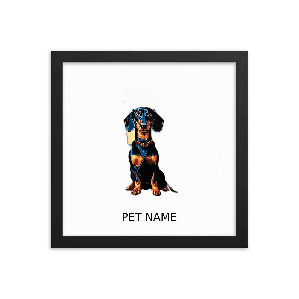 PugMug Custom Black Dachshund Framed Print with Your Pet’s Name