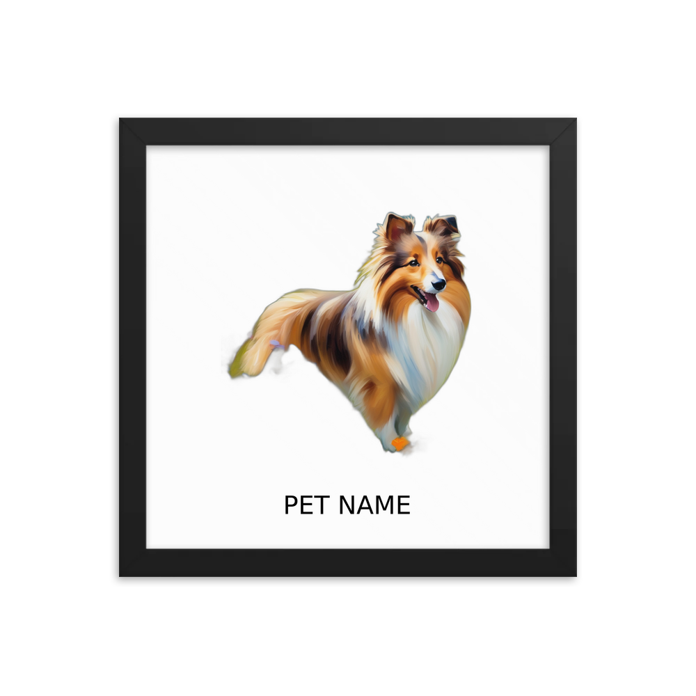 PugMug Custom Shetland Sheepdog Framed Print with Your Pet’s Name