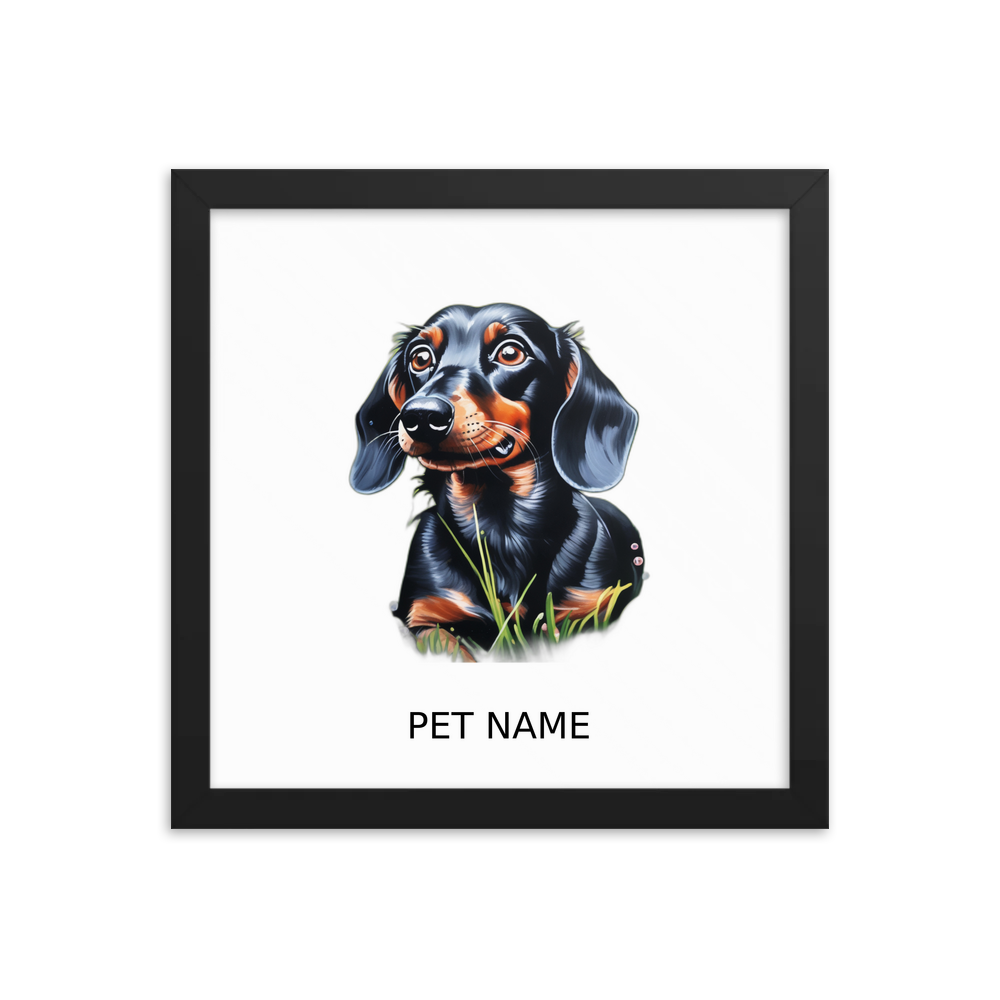 PugMug Custom Black Dachshund Framed Print with Your Pet’s Name