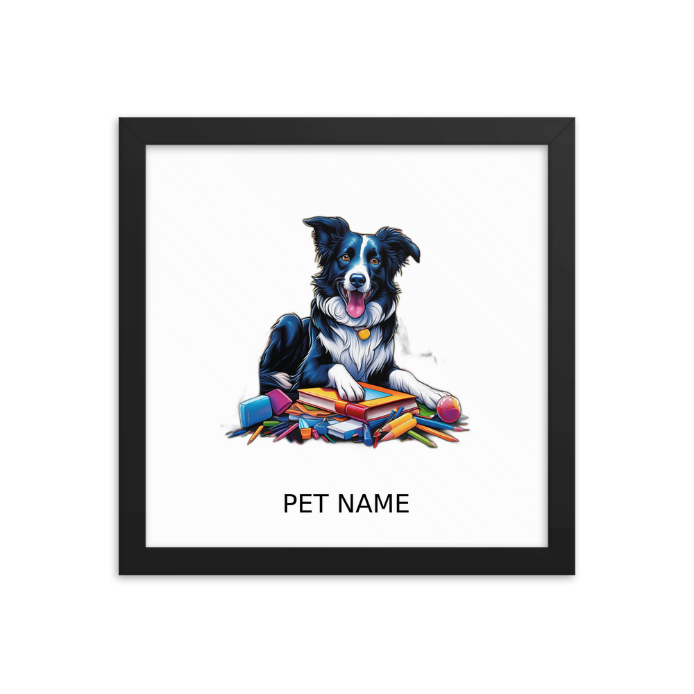 PugMug Custom Border Collie Framed Print with Your Pet’s Name